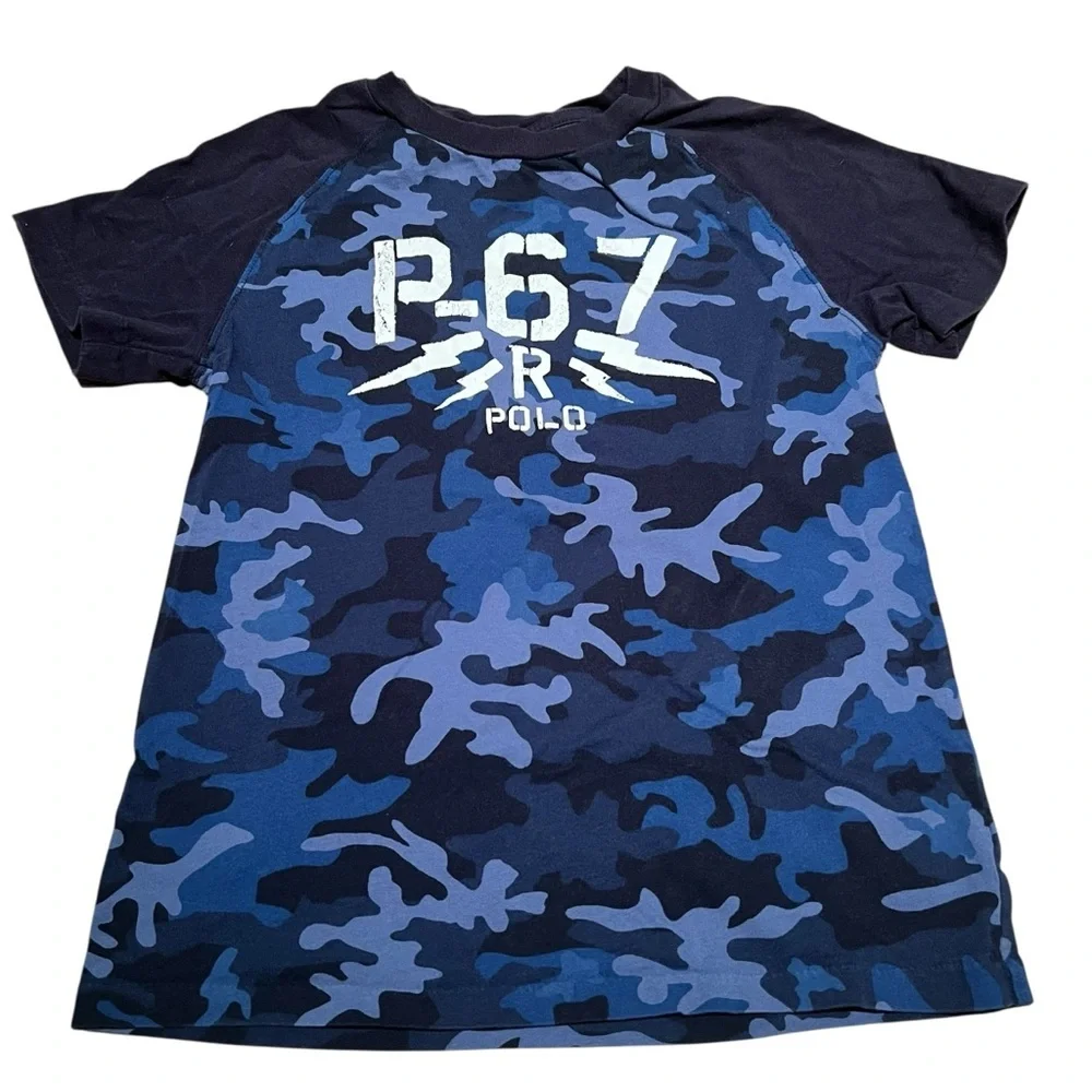 Polo by Ralph Lauren Kids Navy and Light Blue Camo Tee Boys 7